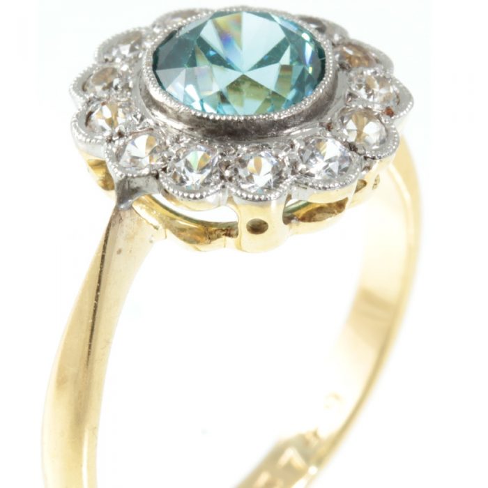 Edwardian Zircon & Diamond Ring