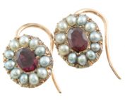 Georgian Garnet and Seed Pearl Earrings