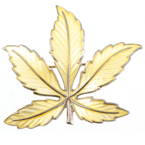Norway Enamel Leaf Brooch made from Sterling Silver