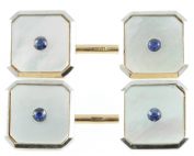 Art Deco Sapphire and Mother of Pearl Cufflinks