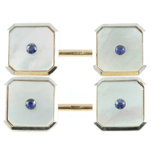 Art Deco Sapphire and Mother of Pearl Cufflinks