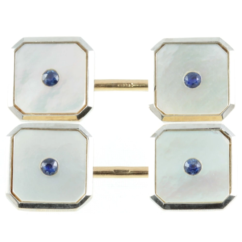Art Deco Sapphire and Mother of Pearl Cufflinks