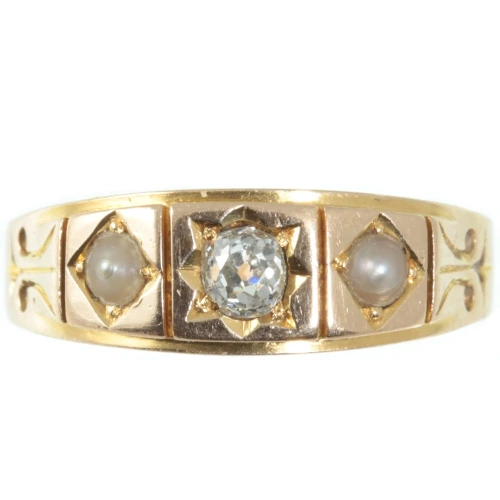 Victorian Diamond and pearl ring