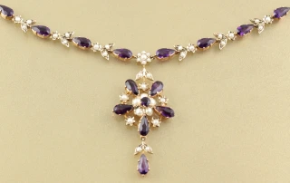 Amethyst Gemstone - Edwardian Amethyst and split Pearl necklace
