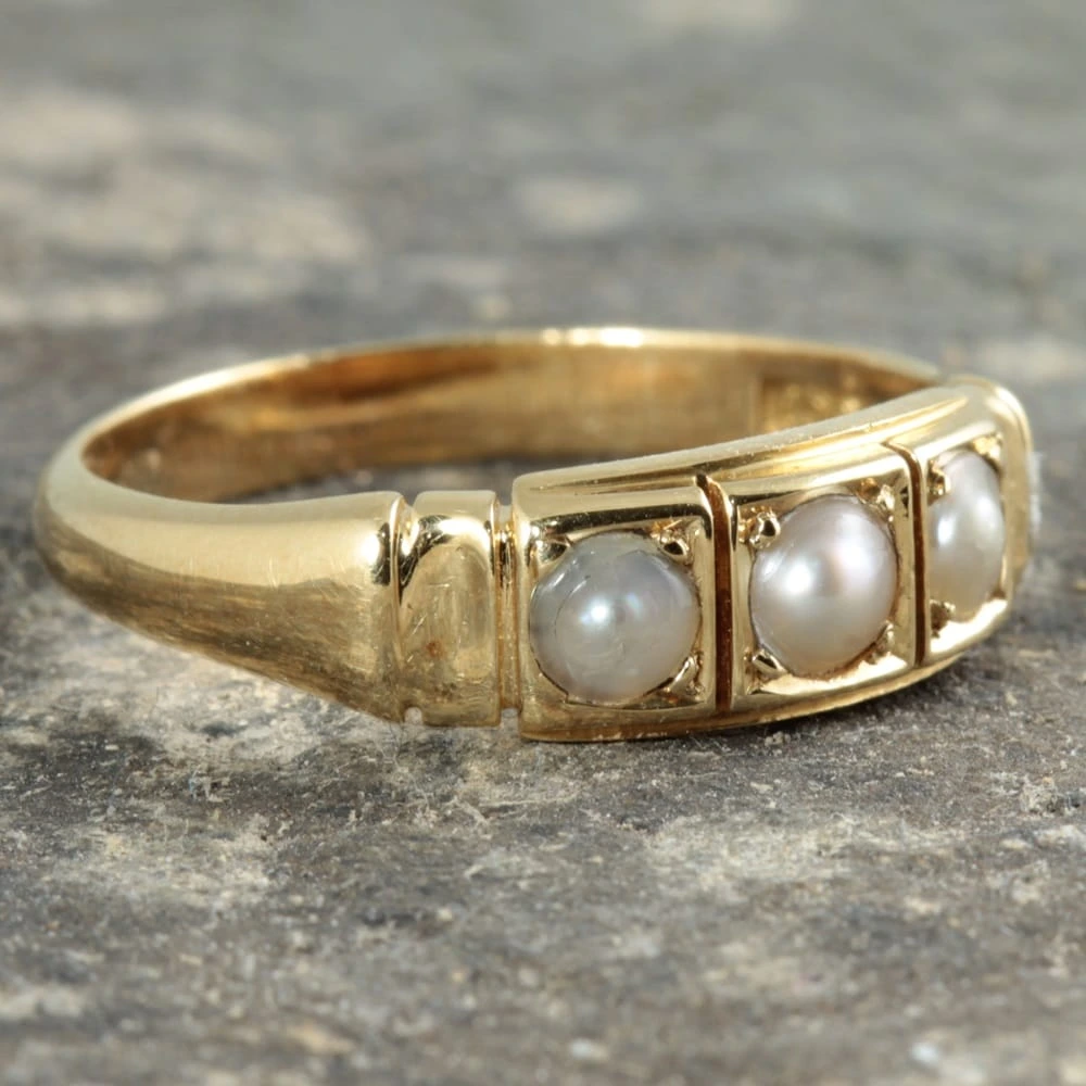 Edwardian 18ct Gold Pearl Ring - Image 5