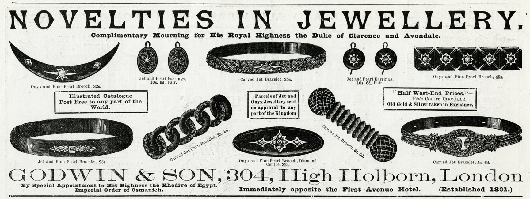 advert for godwin and son Jet jewellery 1892