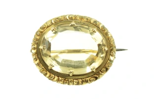 Base Metals in Estate Jewellery, Victorian Pinchbeck Citrine Brooch