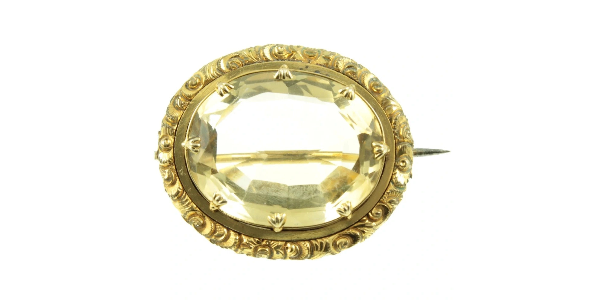 Base Metals in Estate Jewellery, Victorian Pinchbeck Citrine Brooch